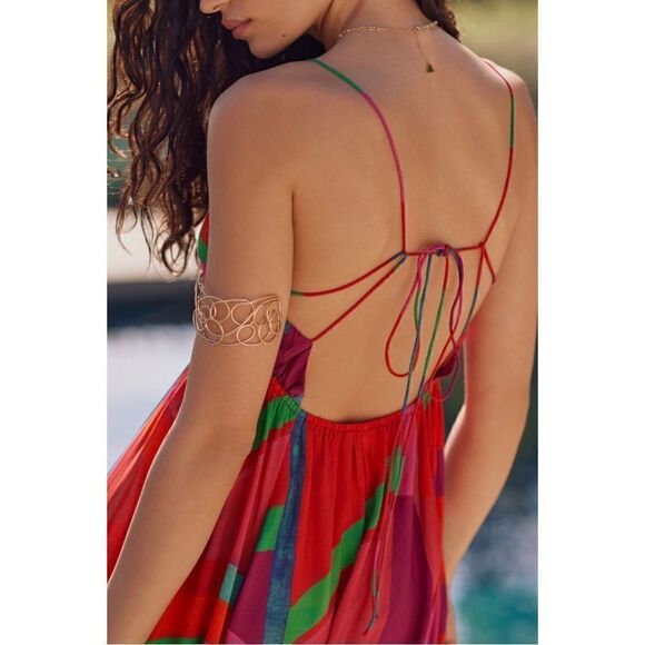 NEW Anthropologie Alani V-Neck Cut-Out Asymmetrical Maxi Swim Cover-Up Large - Picture 4 of 4